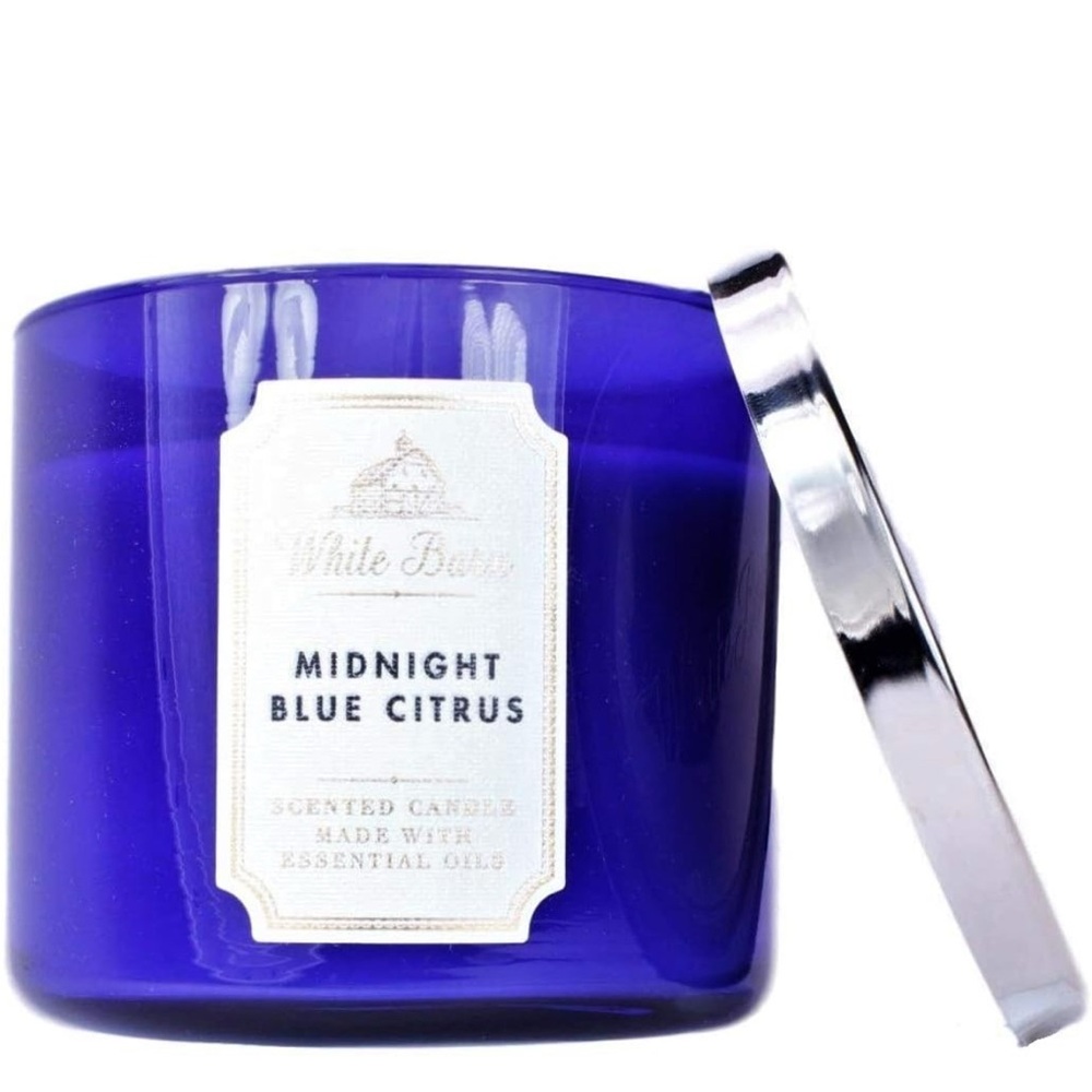 NWT bath & body works White Barn midnight blue citrus scented candle 3 wicked
